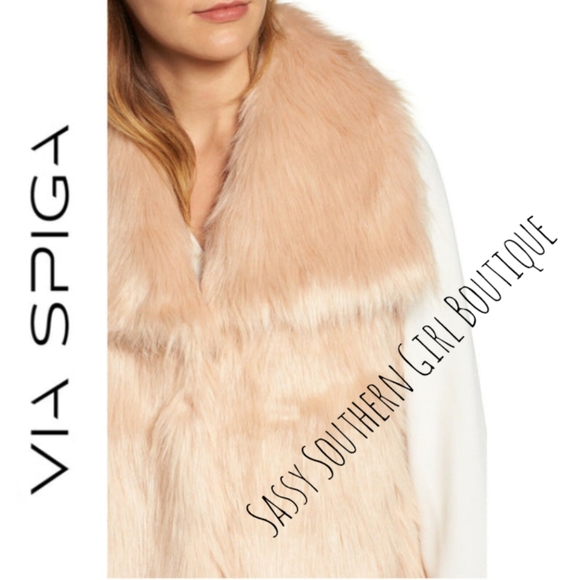 🆕⭐Via Spiga blush champagne faux fur vest - Picture 5 of 8
